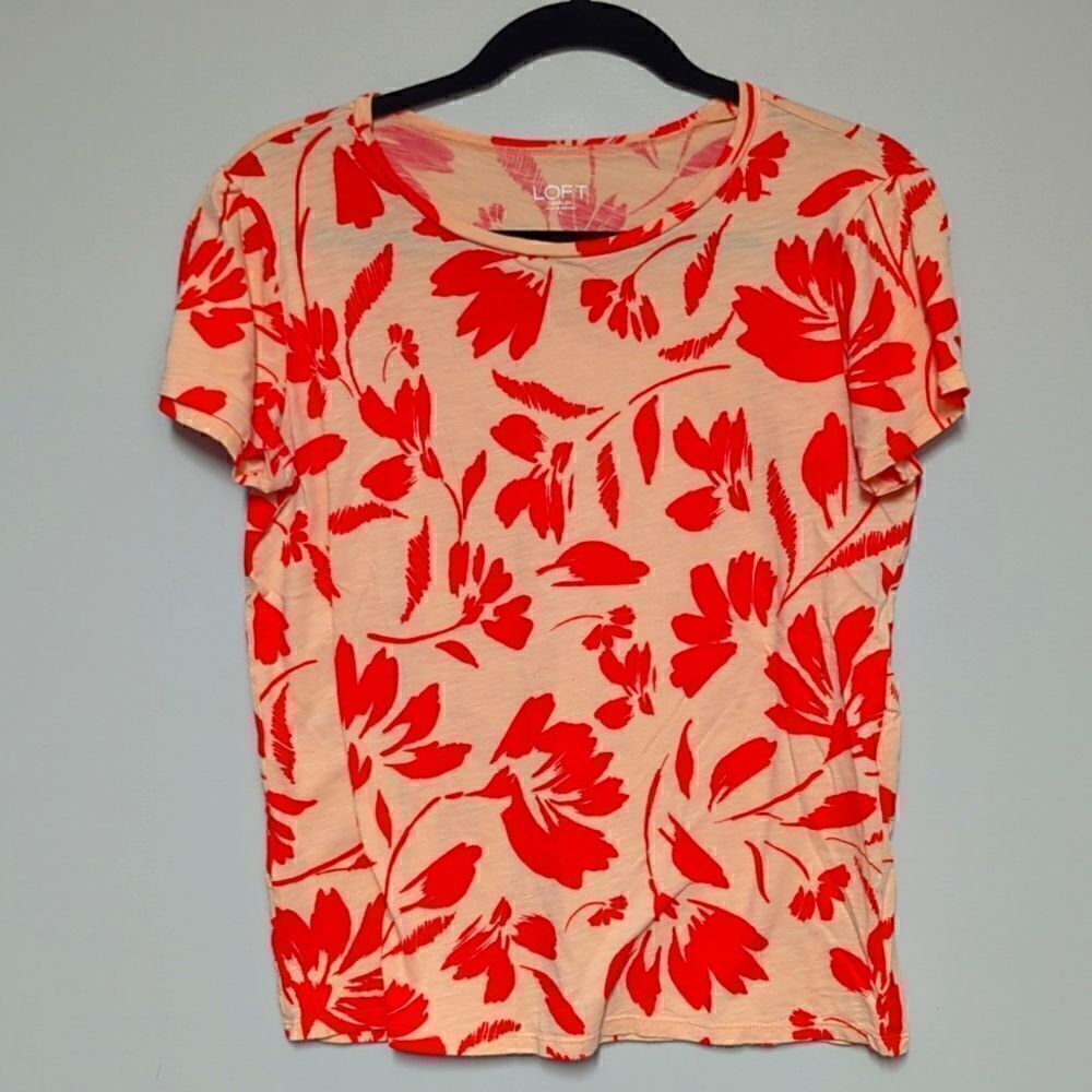 Loft Outlet Red and Orange Short Sleeve Shirt